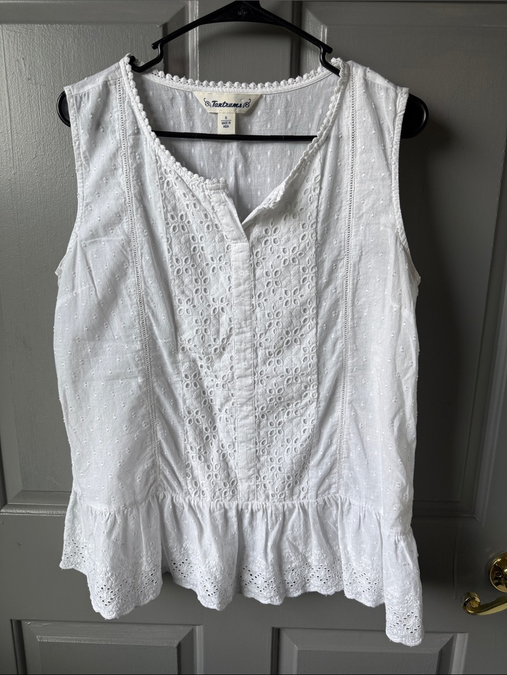 Tantrums White Eyelet Peplum Tank Top